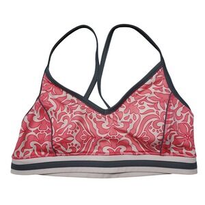 Lands End Sz 8 Bathing Suit Swim Top Pink Gray Paisley Floral